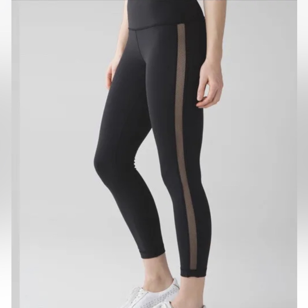 LULULEMON Black HIGH TIMES PANTS/ Tights *Wing Mesh *Full-On Luon size 6 SMALL